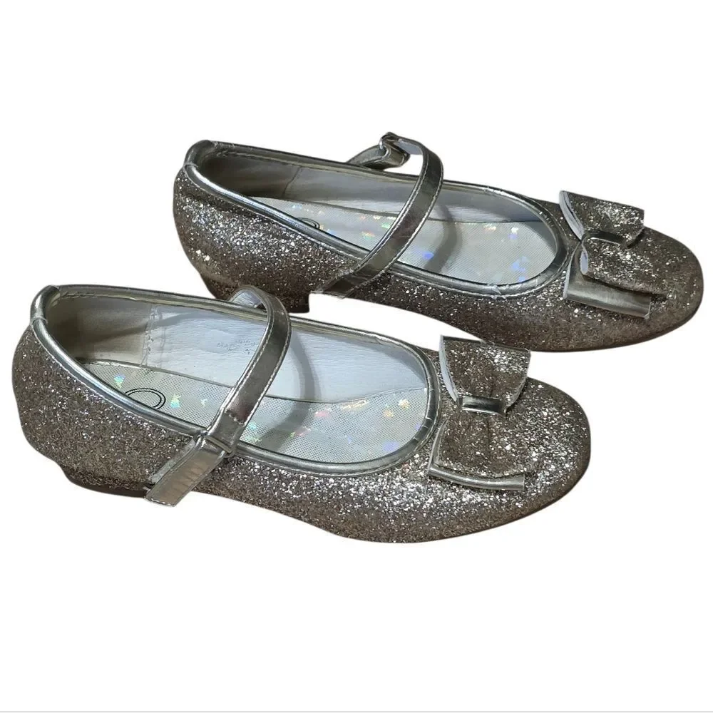Stelle Glittery Gold Dress Shoes With Bow